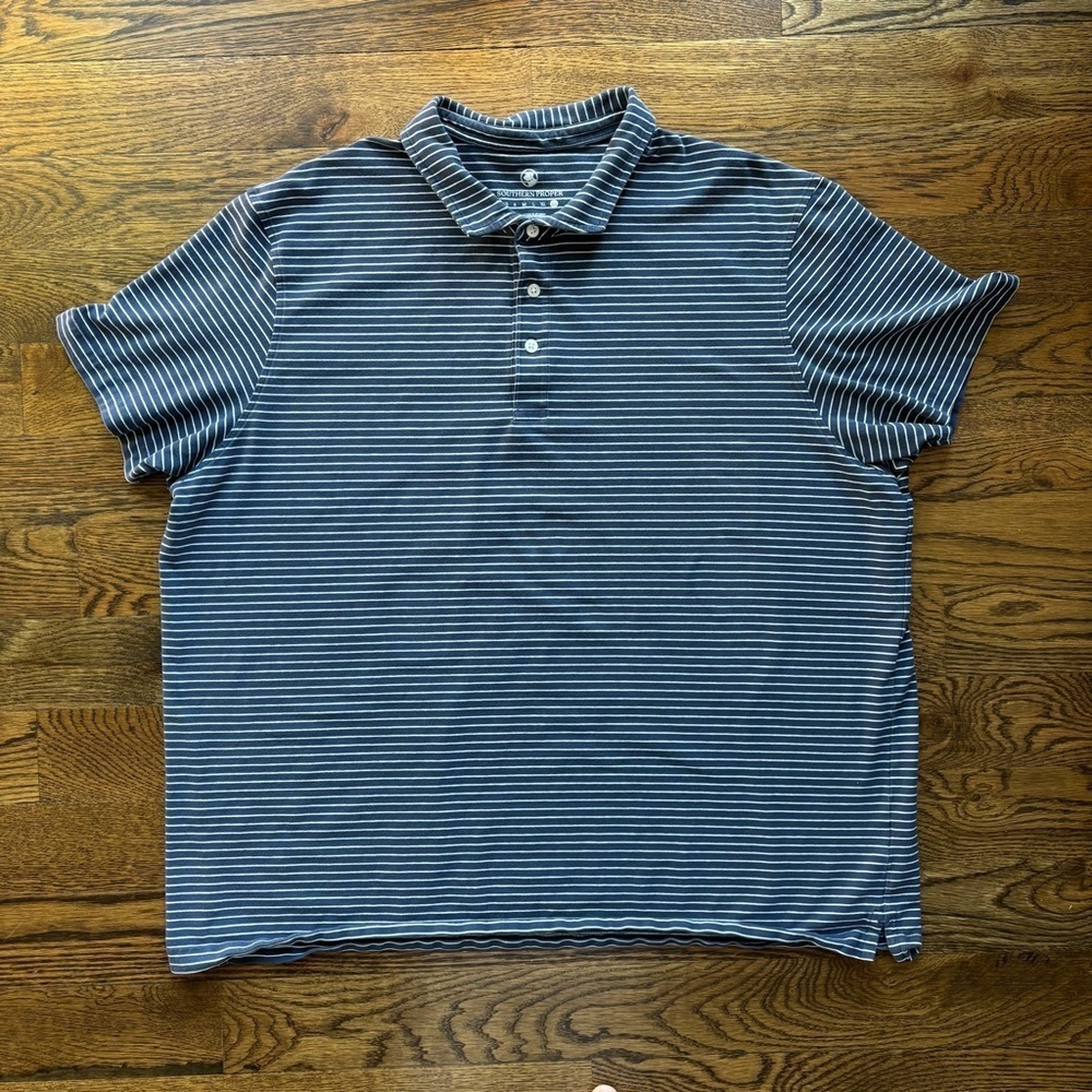 Southern Proper Blue and White Polo Shirt